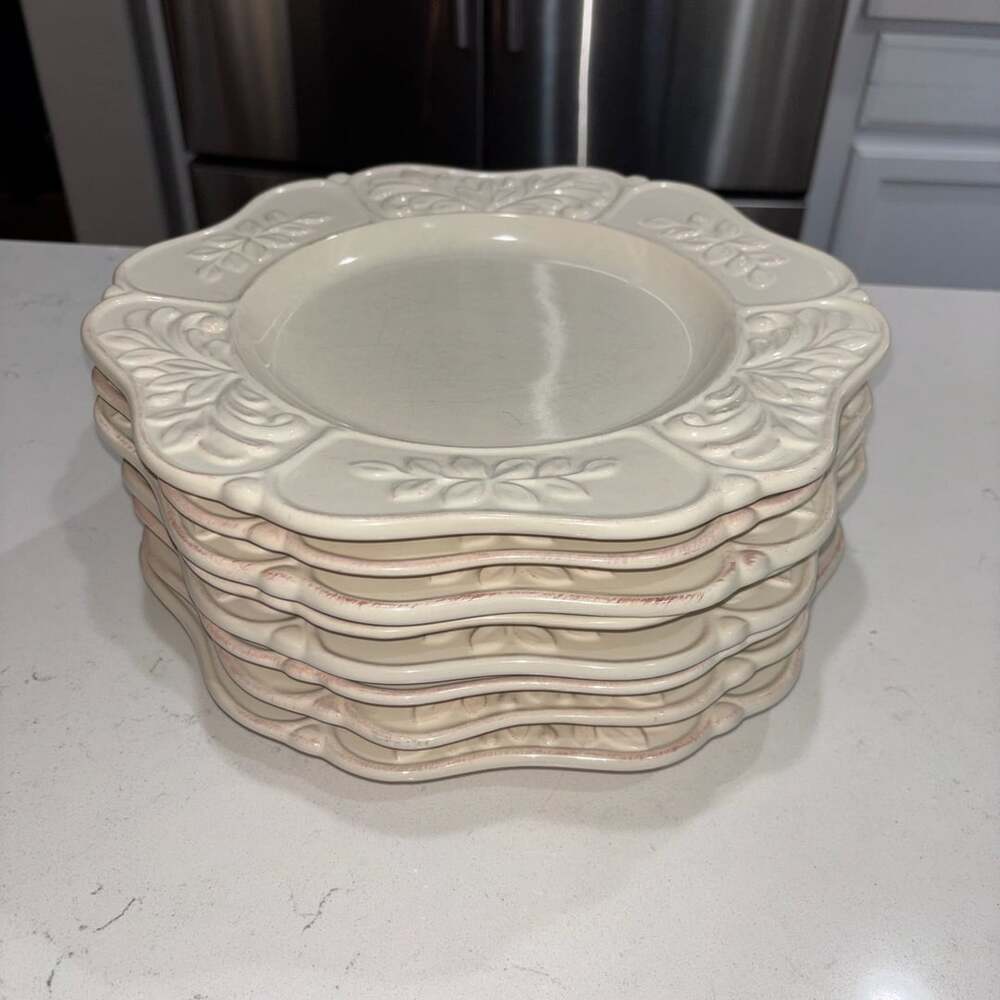 Isabella by JCPenney Home Collection Ivory Embossed 11.75 Dinner Plates Set of 8
